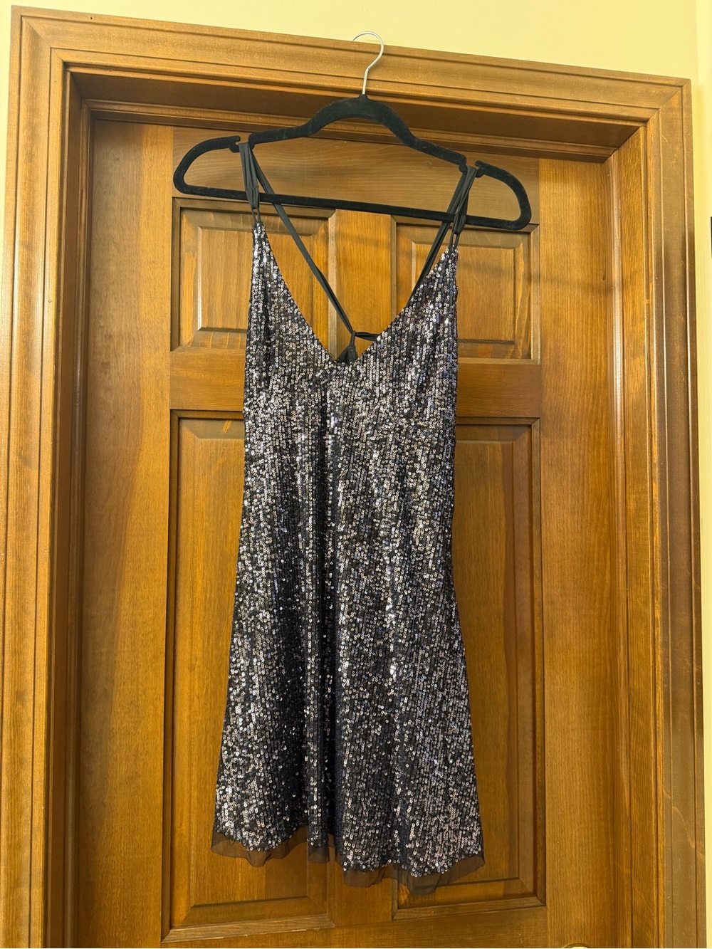 Free People Sequin Slip Dress - Black